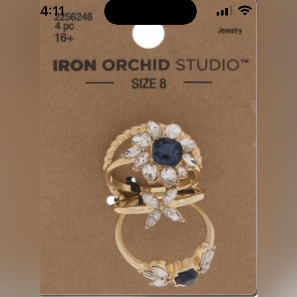 Floral Rhinestone Stacking Rings - Size 8 - Picture 7 of 7